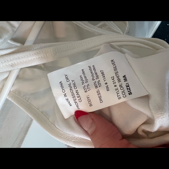 Revolution Dancewear Jazz tap recital tunic, white silver sequins. Size MA. - Picture 8 of 8